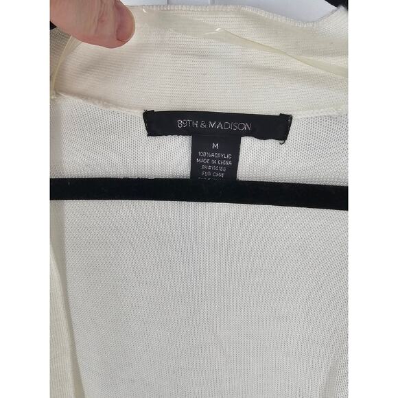 89th & Madison Women's White Long Sleeve Open Front Acrylic Cardigan Size M - Picture 3 of 4